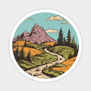 Beautiful Hiking Trail Illustration Magnet